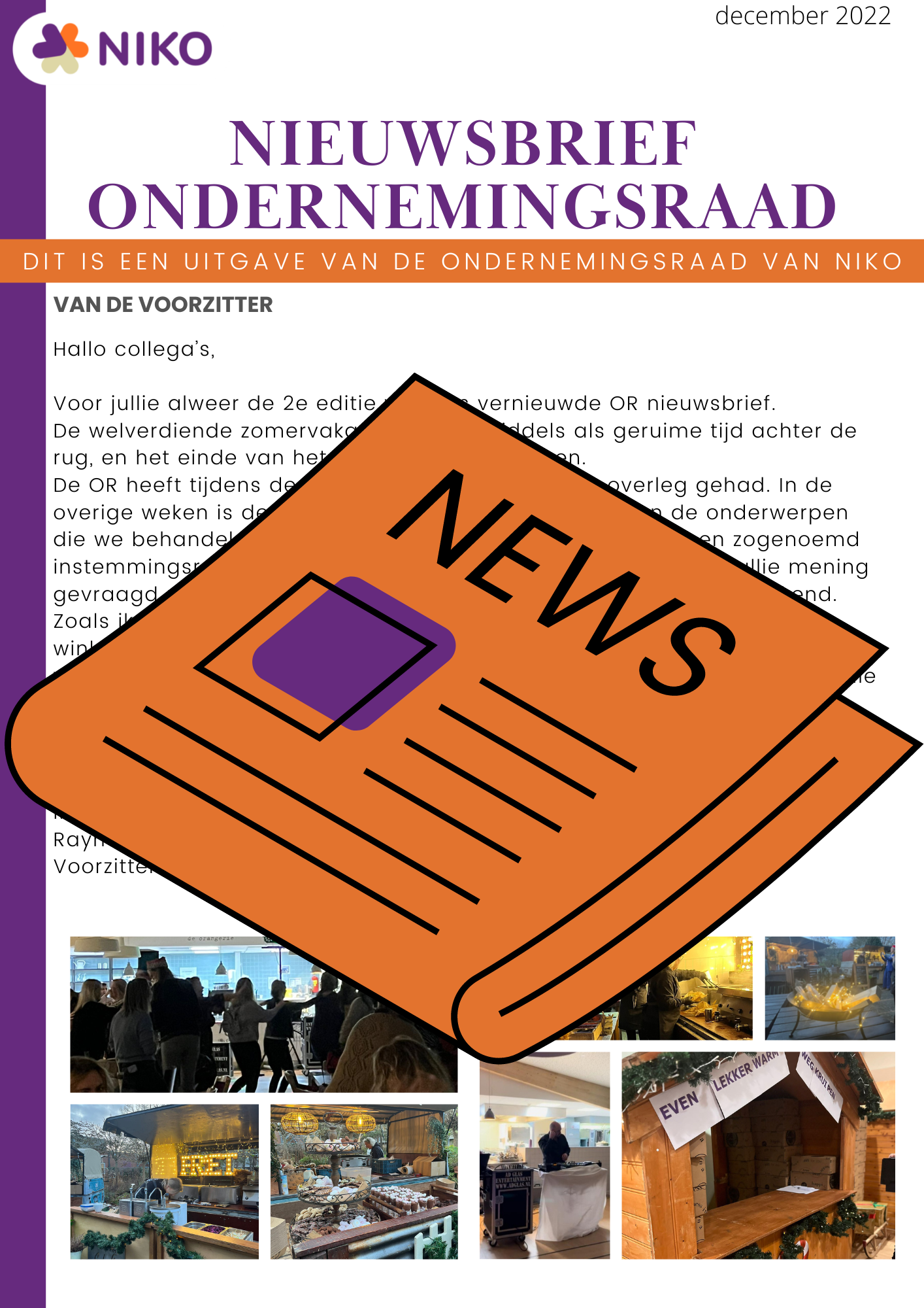 Nieuwsbrief van de Ondernemingsraad  NIKO